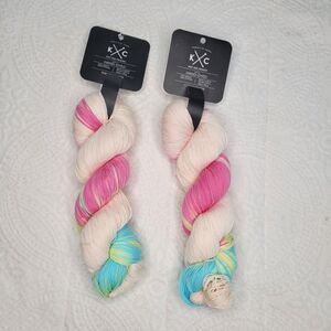 K+C Hand-Dyed Cotton Yarn in Pink White Blue Super Fine Paloma Swirl 472 Yards